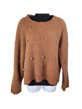 Charmed Hearts XL Brown Textured Bobble Knit Sweater 100% Polyester Made In Chin